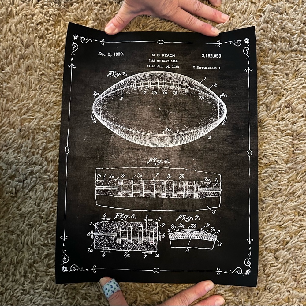 THREE NEW Football Patent Prints.